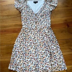 Fortune + Ivy White Mini Dress with Orange Floral Print